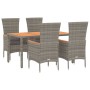 Set comedor de jardín 5 piezas con cojines ratán sintético gris de vidaXL, Conjuntos de jardín - Ref: Foro24-3157538, Precio:...