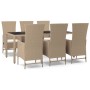 Set comedor de jardín 7 pzas con cojines ratán sintético beige de vidaXL, Conjuntos de jardín - Ref: Foro24-3157570, Precio: ...