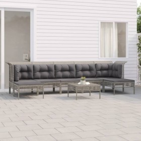 8-piece garden furniture set and gray synthetic rattan cushions by vidaXL, Garden sets - Ref: Foro24-3187555, Price: 442,99 €...