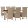 Set comedor de jardín 7 pzas con cojines ratán sintético beige de vidaXL, Conjuntos de jardín - Ref: Foro24-3157570, Precio: ...