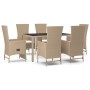 Set comedor de jardín 7 pzas con cojines ratán sintético beige de vidaXL, Conjuntos de jardín - Ref: Foro24-3157572, Precio: ...