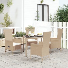 5-teiliges Garten-Essset mit beigen Kissen aus synthetischem Rattan von vidaXL, Gartensets - Ref: Foro24-3157568, Preis: 497,...