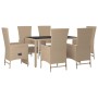 Set comedor de jardín 7 pzas con cojines ratán sintético beige de vidaXL, Conjuntos de jardín - Ref: Foro24-3157572, Precio: ...