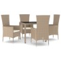 5-piece garden dining set with beige synthetic rattan cushions by vidaXL, Garden sets - Ref: Foro24-3157562, Price: 396,54 €,...