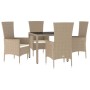 5-piece garden dining set with beige synthetic rattan cushions by vidaXL, Garden sets - Ref: Foro24-3157562, Price: 396,54 €,...