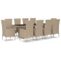 Set comedor de jardín 11 pzas con cojines ratán sintético beige de vidaXL, Conjuntos de jardín - Ref: Foro24-3157566, Precio:...