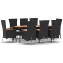 Set de comedor de jardín 9 pzas y cojines ratán sintético negro de vidaXL, Conjuntos de jardín - Ref: Foro24-3157533, Precio:...