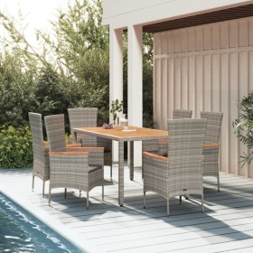 Garden dining set 7 pieces and gray synthetic rattan cushions by vidaXL, Garden sets - Ref: Foro24-3157539, Price: 588,89 €, ...