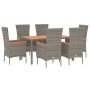 Set comedor jardín 7 pzas y cojines ratán sintético gris de vidaXL, Conjuntos de jardín - Ref: Foro24-3157539, Precio: 588,89...