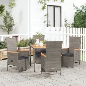 5-piece garden dining set with gray synthetic rattan cushions by vidaXL, Garden sets - Ref: Foro24-3157556, Price: 528,33 €, ...