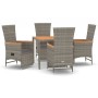 Set comedor de jardín 5 piezas con cojines ratán sintético gris de vidaXL, Conjuntos de jardín - Ref: Foro24-3157556, Precio:...