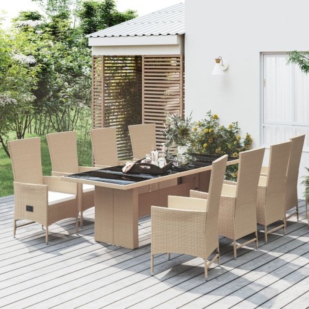 9-piece garden dining set with beige synthetic rattan cushions by vidaXL, Garden sets - Ref: Foro24-3157573, Price: 1,00 €, D...