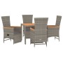 Set comedor de jardín 5 piezas con cojines ratán sintético gris de vidaXL, Conjuntos de jardín - Ref: Foro24-3157556, Precio:...