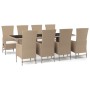 Set comedor de jardín 9 pzas con cojines ratán sintético beige de vidaXL, Conjuntos de jardín - Ref: Foro24-3157573, Precio: ...