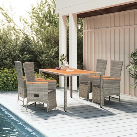 5-piece garden dining set with gray synthetic rattan cushions by vidaXL, Garden sets - Ref: Foro24-3157557, Price: 594,24 €, ...