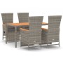 Set comedor de jardín 5 piezas con cojines ratán sintético gris de vidaXL, Conjuntos de jardín - Ref: Foro24-3157557, Precio:...