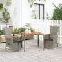 Set comedor de jardín 3 piezas con cojines ratán sintético gris de vidaXL, Conjuntos de jardín - Ref: Foro24-3157555, Precio:...