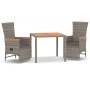 Set comedor de jardín 3 piezas con cojines ratán sintético gris de vidaXL, Conjuntos de jardín - Ref: Foro24-3157555, Precio:...