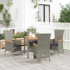 5-teiliges Garten-Essset mit grauen Kissen aus synthetischem Rattan von vidaXL, Gartensets - Ref: Foro24-3157537, Preis: 436,...