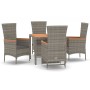 Set comedor de jardín 5 piezas con cojines ratán sintético gris de vidaXL, Conjuntos de jardín - Ref: Foro24-3157537, Precio:...