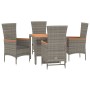 Set comedor de jardín 5 piezas con cojines ratán sintético gris de vidaXL, Conjuntos de jardín - Ref: Foro24-3157537, Precio:...