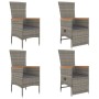 Set comedor de jardín 5 piezas con cojines ratán sintético gris de vidaXL, Conjuntos de jardín - Ref: Foro24-3157537, Precio:...