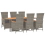 Set comedor jardín 7 pzas y cojines ratán sintético gris de vidaXL, Conjuntos de jardín - Ref: Foro24-3157559, Precio: 831,09...