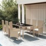 7-piece garden dining set with beige synthetic rattan cushions by vidaXL, Garden sets - Ref: Foro24-3157563, Price: 582,24 €,...