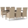 7-piece garden dining set with beige synthetic rattan cushions by vidaXL, Garden sets - Ref: Foro24-3157563, Price: 582,24 €,...