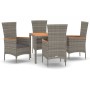 Set comedor de jardín 5 piezas con cojines ratán sintético gris de vidaXL, Conjuntos de jardín - Ref: Foro24-3157535, Precio:...