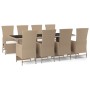 Set comedor de jardín 9 pzas con cojines ratán sintético beige de vidaXL, Conjuntos de jardín - Ref: Foro24-3157580, Precio: ...