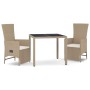 Set comedor de jardín 3 pzas con cojines ratán sintético beige de vidaXL, Conjuntos de jardín - Ref: Foro24-3157576, Precio: ...