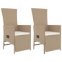 Set comedor de jardín 3 pzas con cojines ratán sintético beige de vidaXL, Conjuntos de jardín - Ref: Foro24-3157576, Precio: ...