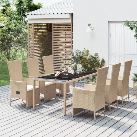 7-teiliges Garten-Essset mit beigen Kissen aus synthetischem Rattan von vidaXL, Gartensets - Ref: Foro24-3157578, Preis: 808,...