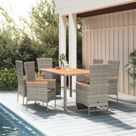 Garden dining set 7 pieces and gray synthetic rattan cushions by vidaXL, Garden sets - Ref: Foro24-3157541, Price: 659,99 €, ...