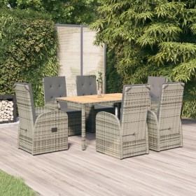 Garden dining set 7 pieces and gray synthetic rattan cushions by vidaXL, Garden sets - Ref: Foro24-3157586, Price: 1,00 €, Di...