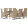 Set comedor de jardín 9 pzas con cojines ratán sintético beige de vidaXL, Conjuntos de jardín - Ref: Foro24-3157575, Precio: ...