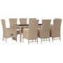 Set comedor de jardín 9 pzas con cojines ratán sintético beige de vidaXL, Conjuntos de jardín - Ref: Foro24-3157575, Precio: ...