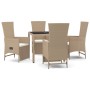 Set comedor de jardín 5 pzas con cojines ratán sintético beige de vidaXL, Conjuntos de jardín - Ref: Foro24-3157577, Precio: ...