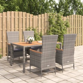 5-teiliges Garten-Essset mit grauen Kissen aus synthetischem Rattan von vidaXL, Gartensets - Ref: Foro24-3157549, Preis: 781,...