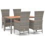 Set comedor de jardín 5 piezas con cojines ratán sintético gris de vidaXL, Conjuntos de jardín - Ref: Foro24-3157549, Precio:...