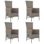 Set comedor de jardín 5 piezas con cojines ratán sintético gris de vidaXL, Conjuntos de jardín - Ref: Foro24-3157549, Precio:...