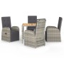 Set comedor de jardín 5 piezas con cojines ratán sintético gris de vidaXL, Conjuntos de jardín - Ref: Foro24-3157592, Precio:...