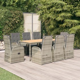 Garden dining set 9 pieces and gray synthetic rattan cushions by vidaXL, Garden sets - Ref: Foro24-3157589, Price: 1,00 €, Di...