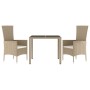 Set comedor de jardín 3 pzas con cojines ratán sintético beige de vidaXL, Conjuntos de jardín - Ref: Foro24-3157561, Precio: ...