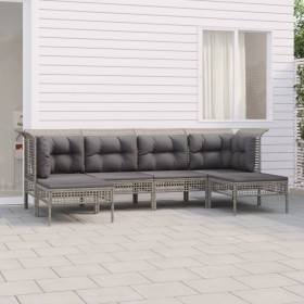 6-teiliges Gartenmöbel-Set und graue synthetische Rattankissen von vidaXL, Gartensets - Ref: Foro24-3187552, Preis: 377,99 €,...