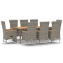 Set comedor jardín 9 pzas y cojines ratán sintético gris de vidaXL, Conjuntos de jardín - Ref: Foro24-3157545, Precio: 796,14...