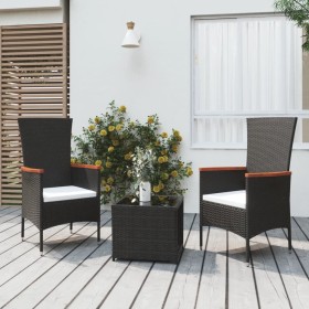 3-teiliges Garten-Lounge-Set aus synthetischem Rattan und schwarzem Stahl von vidaXL, Gartensets - Ref: Foro24-3157658, Preis...