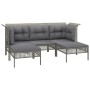 Set de muebles de jardín 6 pzas y cojines ratán sintético gris de vidaXL, Conjuntos de jardín - Ref: Foro24-3187552, Precio: ...