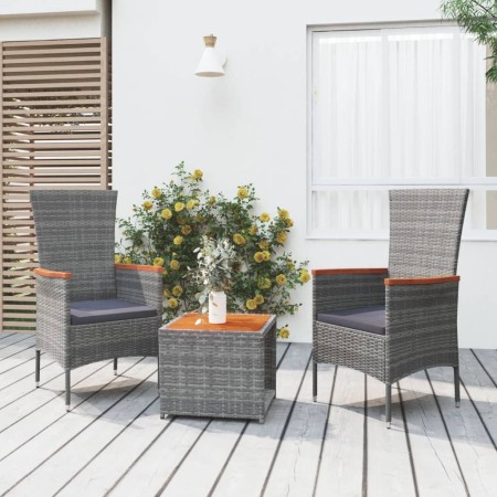 Garden furniture set 3 pieces acacia wood gray synthetic rattan by vidaXL, Garden sets - Ref: Foro24-3157652, Price: 183,75 €...